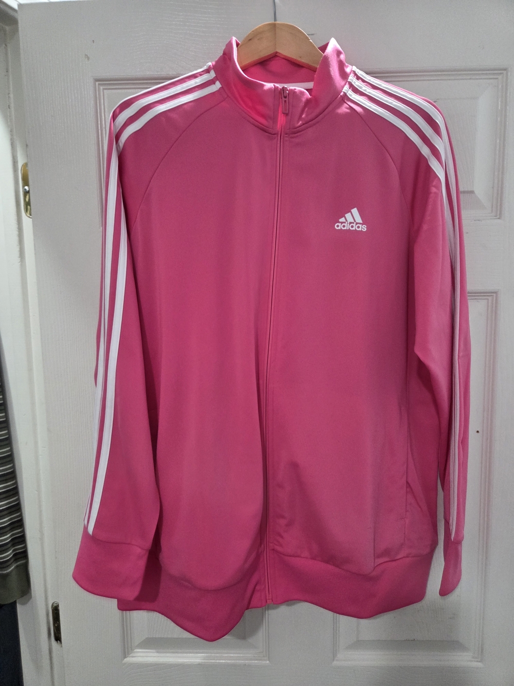 adidas Pink Track Jacket with White Three-Stripes